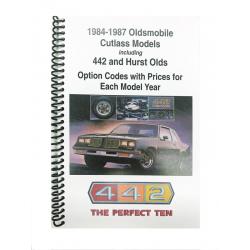 1984-87 Oldsmobile Cutlass Option Codes and Prices Booklet