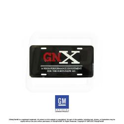 GM Licensed &quot;GNX&quot; Stamped LOGO and QUOTE LICENSE PLATE / TAG
