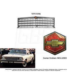 1979 Malibu El Camino Grille with Bowtie Emblem Medallion Insert Included