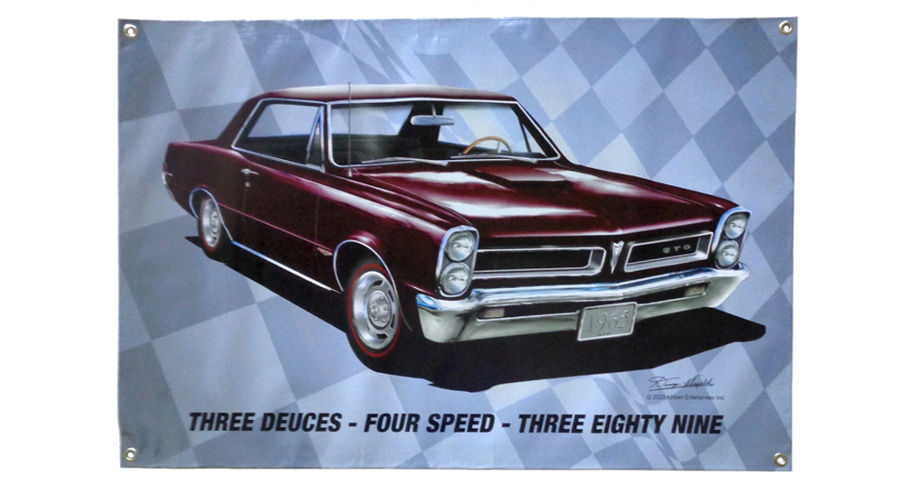 1965 GTO Burgundy 3 deuces 4 speed 389 BANNER 2 foot x 3 foot