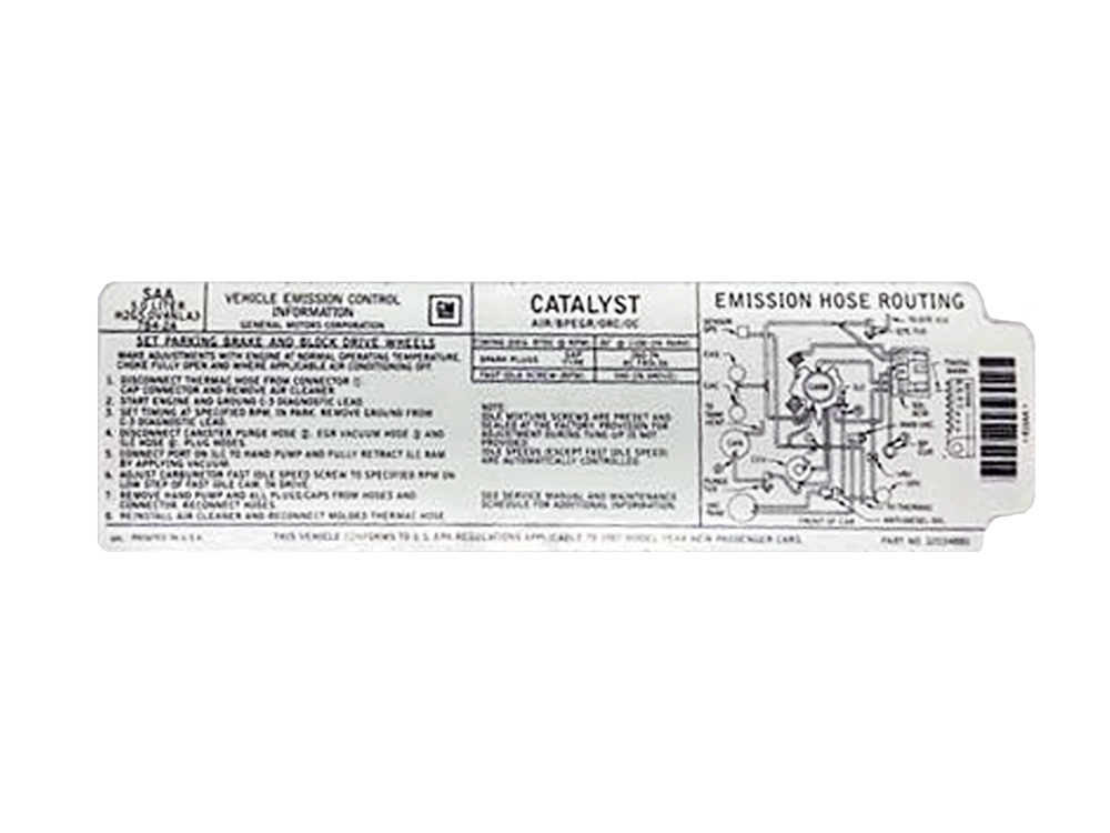 1987 Olds 442 305 Canada Emission Label Decal