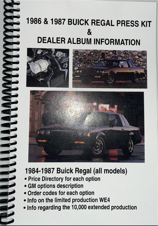 1986 & 1987 Buick Regal Press Kit & Dealer Album Information Booklet
