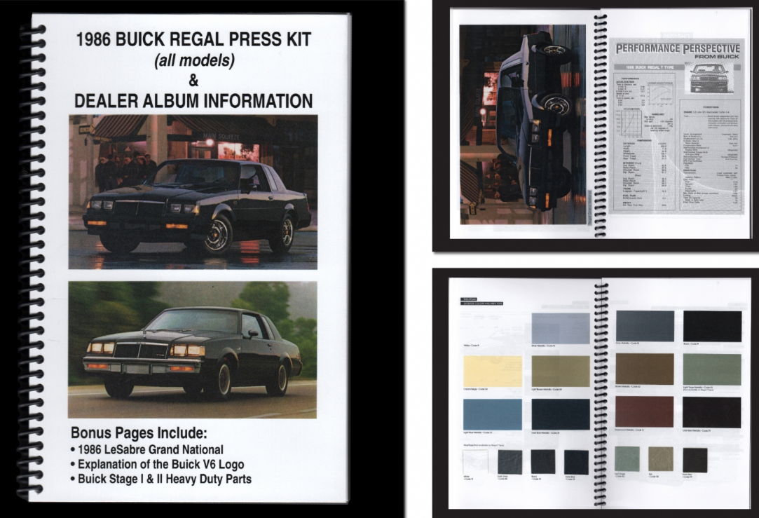 1986 Buick Regal Press Kit (All Models) and Dealer Album Information Booklet