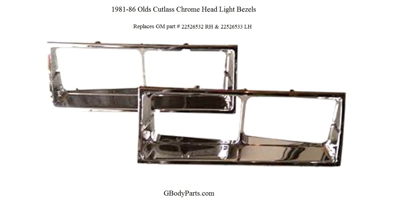 1981-86 Olds Cutlass Chrome Head light Bezels Driver Side