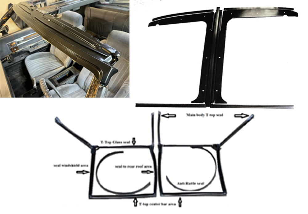 Complete Stainless Steel T-Top Kit Seal Kit and Upper and Lower Header Panel
