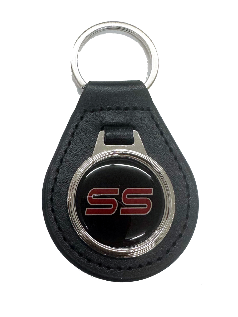 80's Style Key Chain Ring Holder, "SS" Red