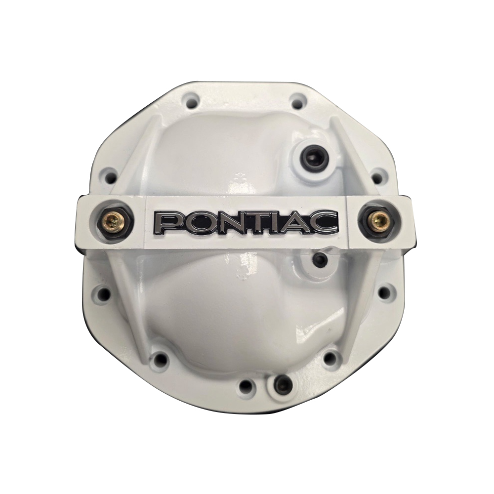 Girdle Rear End Cover 7.75 9 Bolt, White with Pontiac Emblem