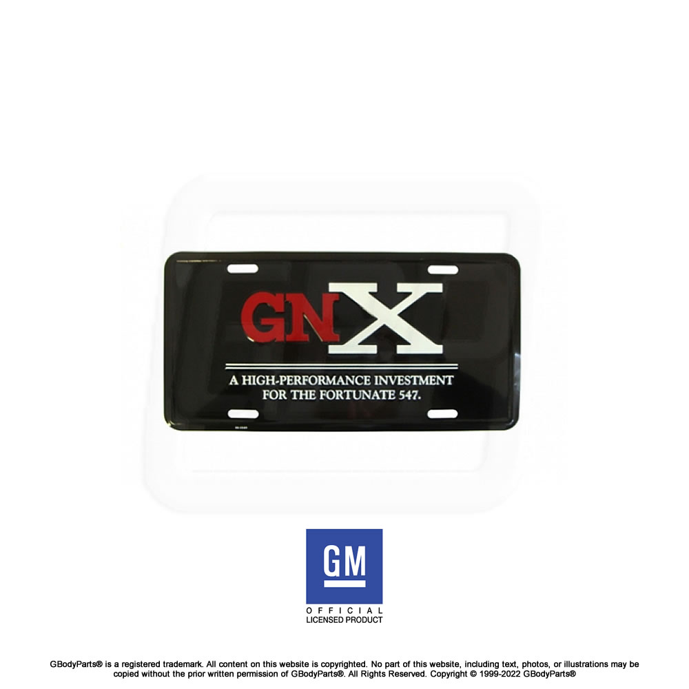 GM Licensed GNX LOGO and QUOTE LICENSE PLATE / TAG