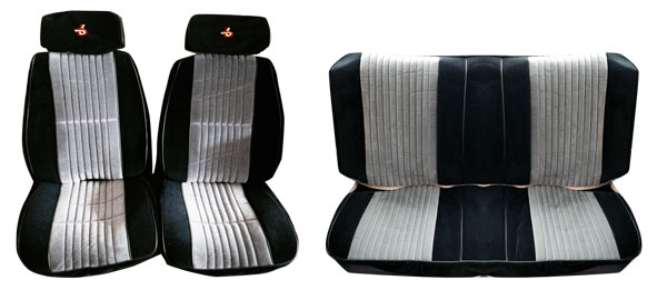 Grand National Reproduction Material Front Bucket Seat, Head Rest and rear Bench Seat Covers with Embroidered Headrests