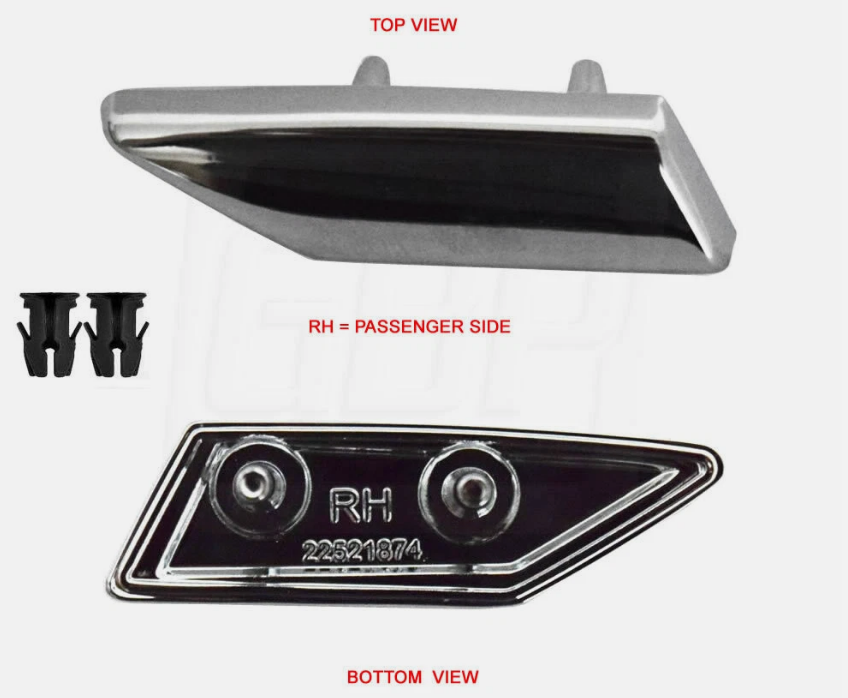 81-88 Cutlass Hood Trim top of Fender Extension Trim Passenger Side with Hardware
