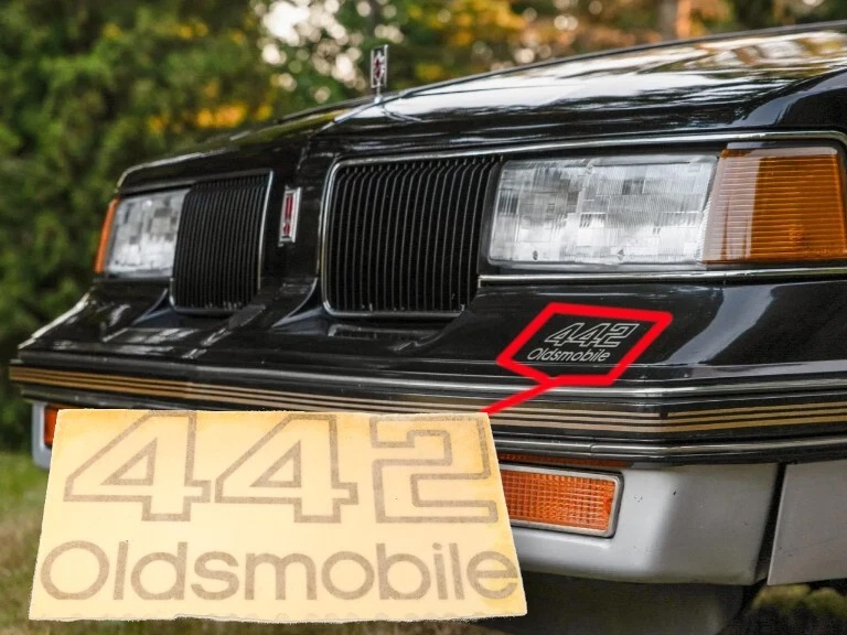 1987 Olds Cutlass "Oldsmobile 442" Gold Front Bumper Vinyl Decal EA