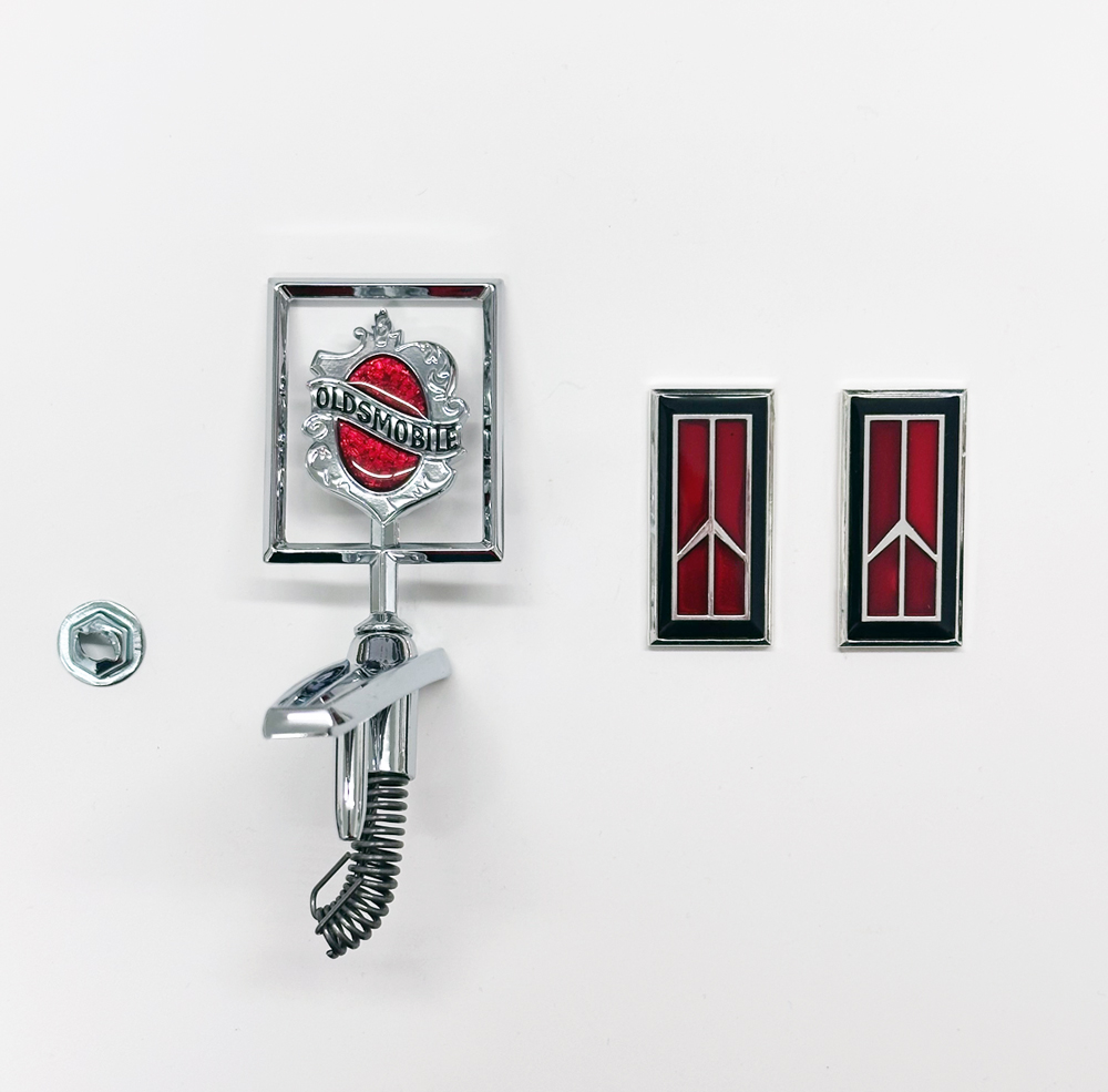 Limited Edition - Red 1984-86 Olds Cutlass 442 Supreme Stand Up Hood Emblem and Tail Light Emblems
