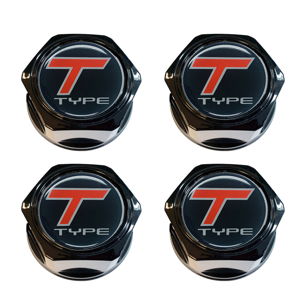 T-Type Logo Center Cap Inlay, Hex Center Cap Set with snap ring (set of 4)