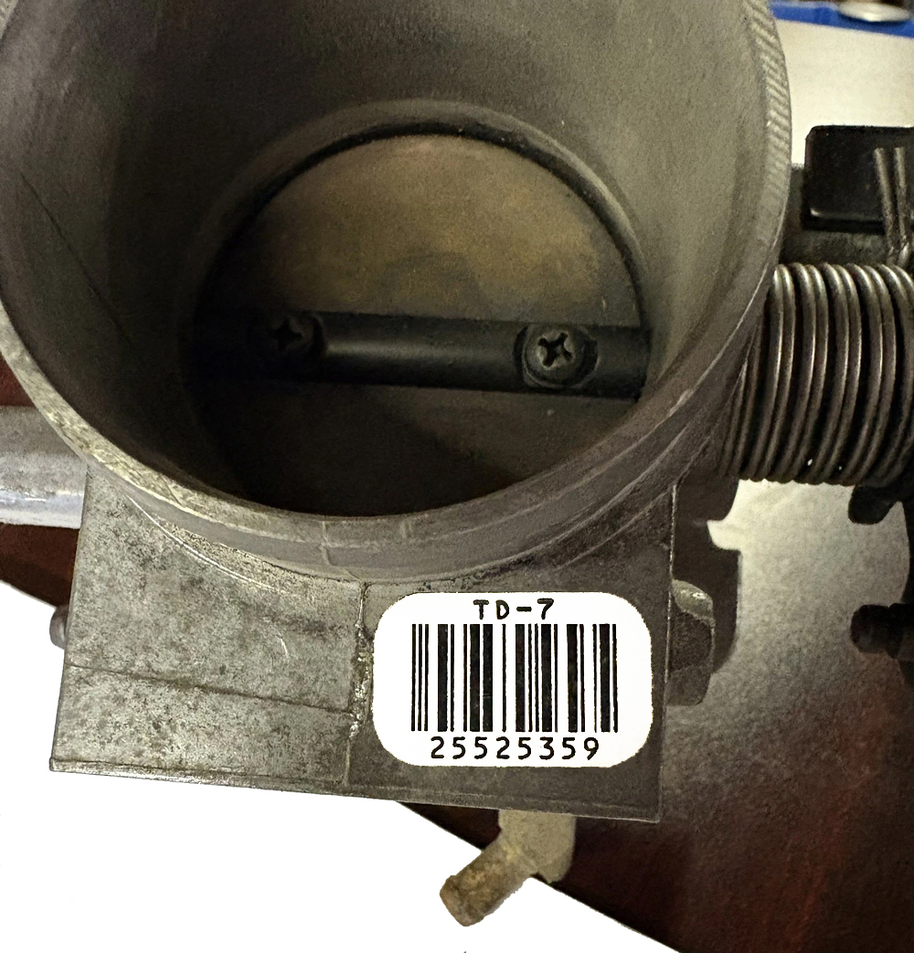 1986-87 Turbo Buick Throttle Body Barcode Decal GM 25525359