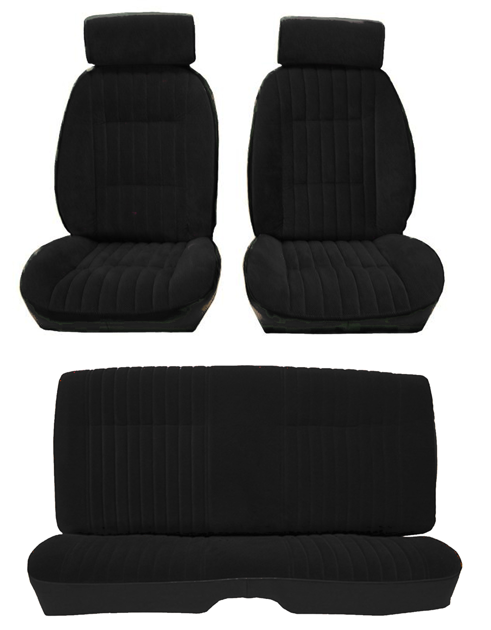 81-88 Monte Carlo SS Front Bucket and Rear Seat Covers Black Vinyl
