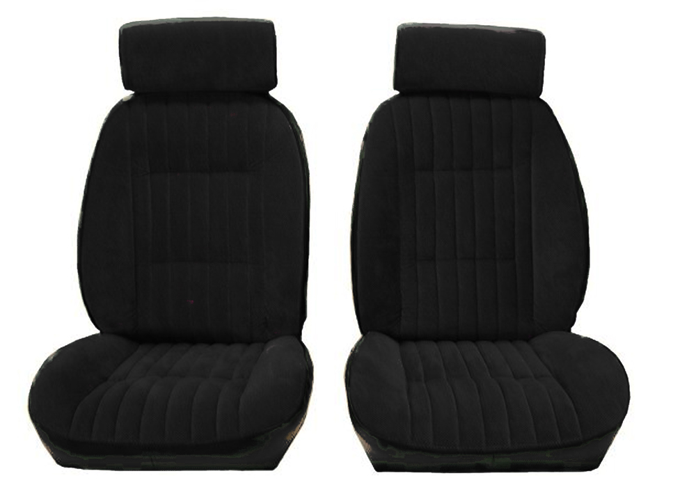 81-88 Monte Carlo SS El Camino Caballero Front Bucket Seat Covers Black Velour w/Vinyl Sides