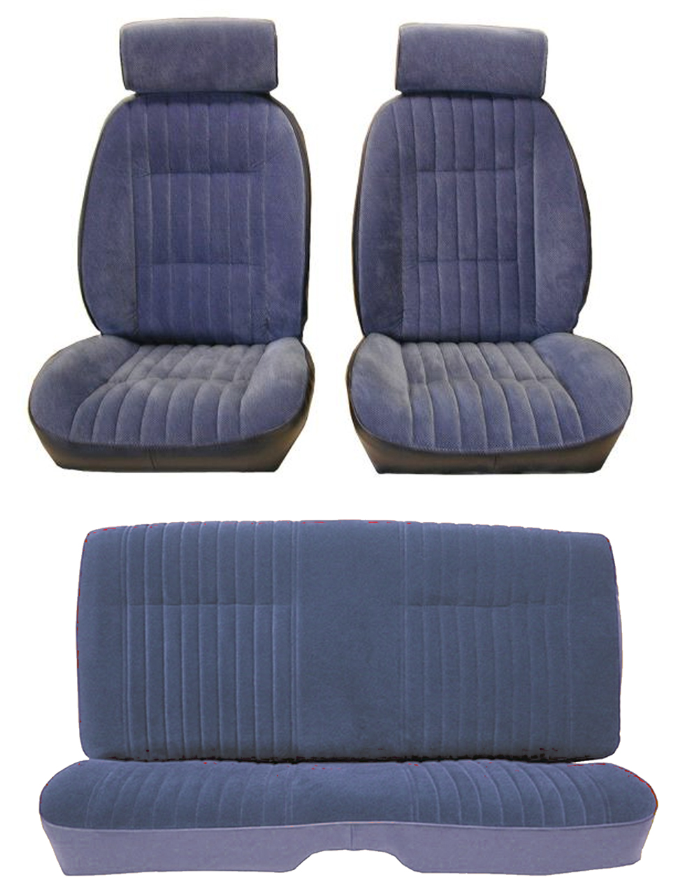 81-88 Monte Carlo SS Front Bucket and Rear Seat Covers Medium Blue Vinyl