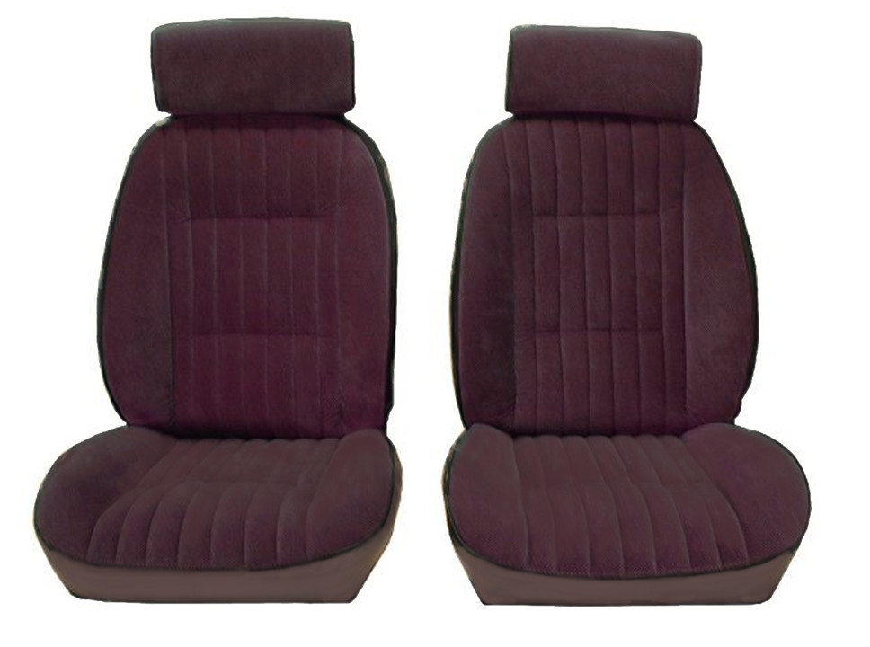 81-88 Monte Carlo SS El Camino Caballero Front Bucket Seat Covers Burgundy Velour w/Vinyl Sides