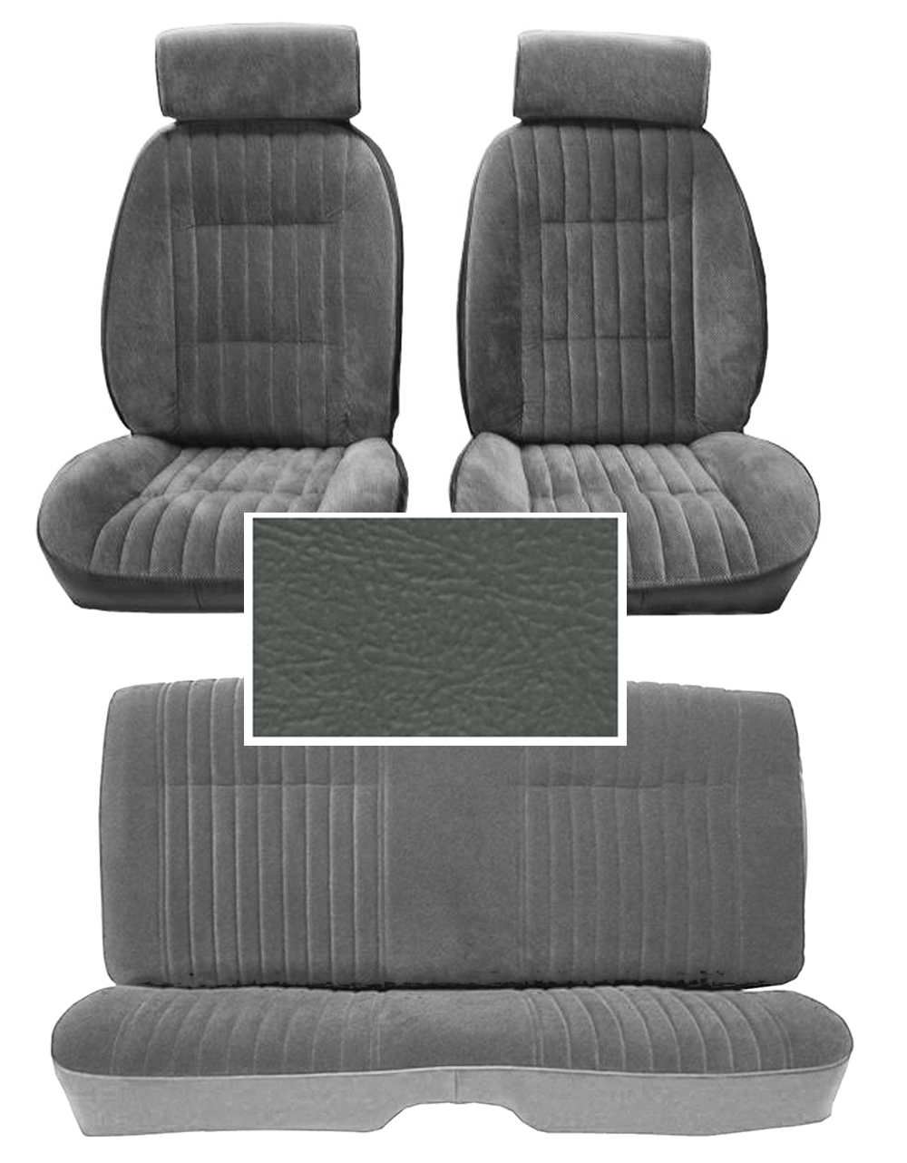 81-88 Monte Carlo SS Front Bucket and Rear Seat Covers Gray Vinyl