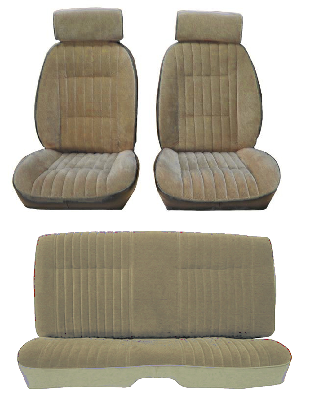 81-88 Monte Carlo SS Front Bucket and Rear Seat Covers Tan Velour w/Vinyl Sides