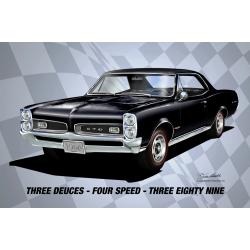 1966 GTO Black 3 deuces 4 speed 389 2 foot x 3 foot Banner