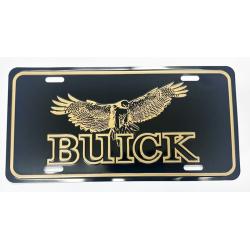 Buick Hawk Stamped license plate, black with Gold Embossing