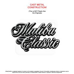 METAL 78-83 &quot;Malibu Classic&quot; Quarter Panel Emblem Script New Repro GM # 20059782