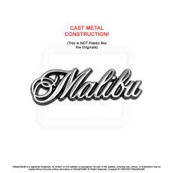 METAL 78-83 &quot;Malibu&quot; Quarter Panel Emblem Script New Repro GM # 20059781