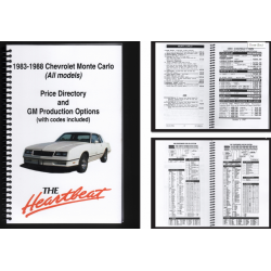 1983-1988 Chevrolet Monte Carlo (All Models) Price Directory and GM Production Options Booklet