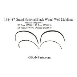 1984-87 Buick Grand National Black Wheel Well Moldings Set