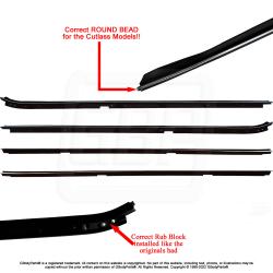 81-88 Cutlass H/O 442 Correct Round Bead OE Style Window Felt Dew Sweeps