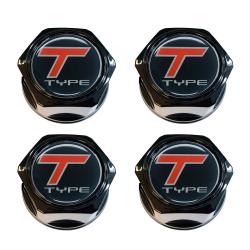 T-Type Logo Center Cap Inlay, Hex Center Cap Set with snap ring (set of 4)