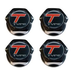 T-Type Logo Center Cap Inlay, Hex Center Cap Set with snap ring (set of 4)