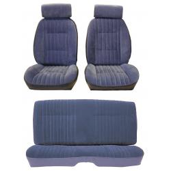 81-88 Monte Carlo SS Front Bucket and Rear Seat Covers Medium Blue Velour w/Vinyl Sides
