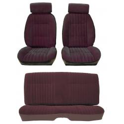81-88 Monte Carlo SS Front Bucket and Rear Seat Covers Burgundy Velour w/Vinyl Sides
