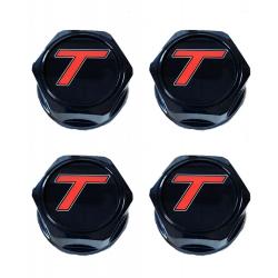 Turbo T Center Cap Inlay, with Hex Center Cap with Snap Ring, Set of 4