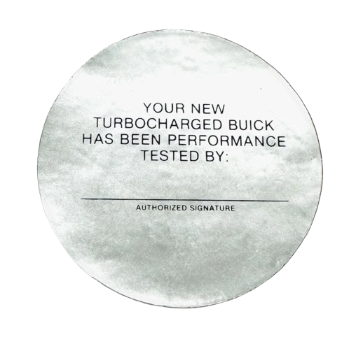 Turbocharged Buick Performance Tested Decal