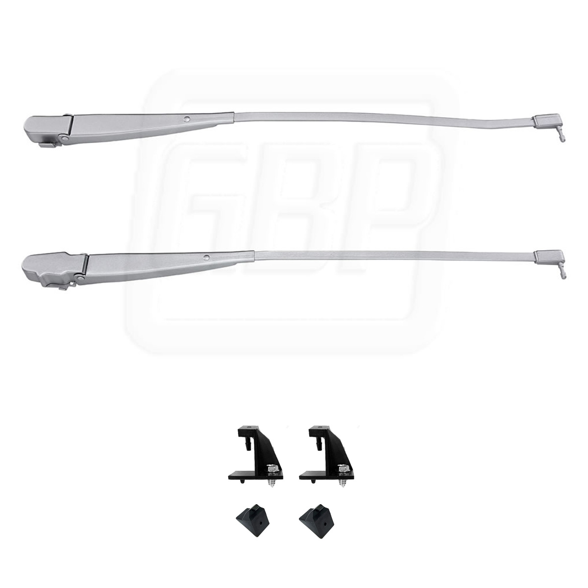 GBody Silver Wiper Arm Combo with Washer Nozzles and Stoppers